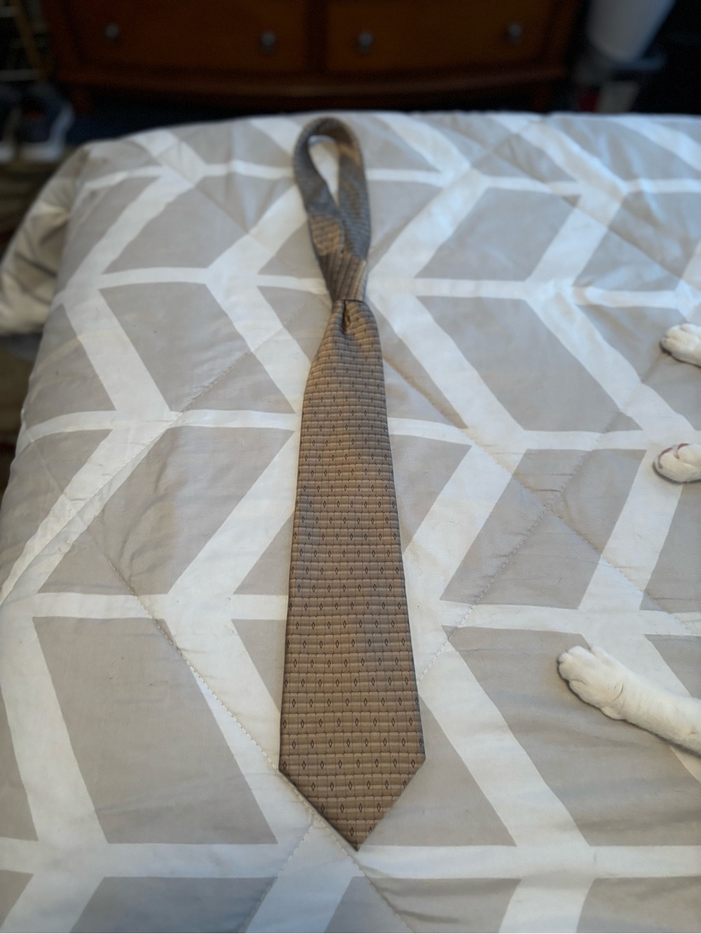 Jones New York Tan-Brown Textured Woven Tie